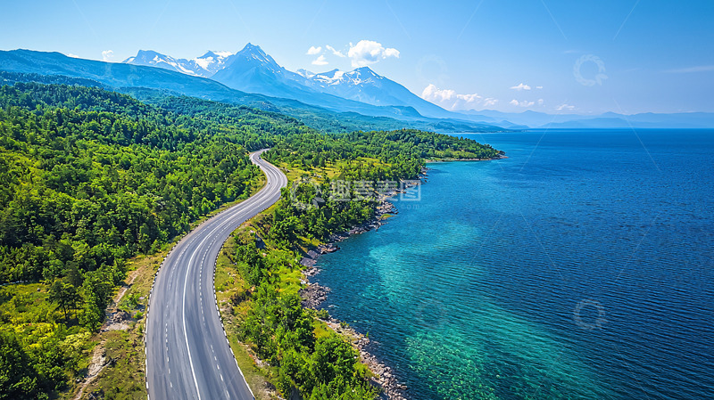 高清大图下载【趣麦麦图】海岸公路依山傍水风光