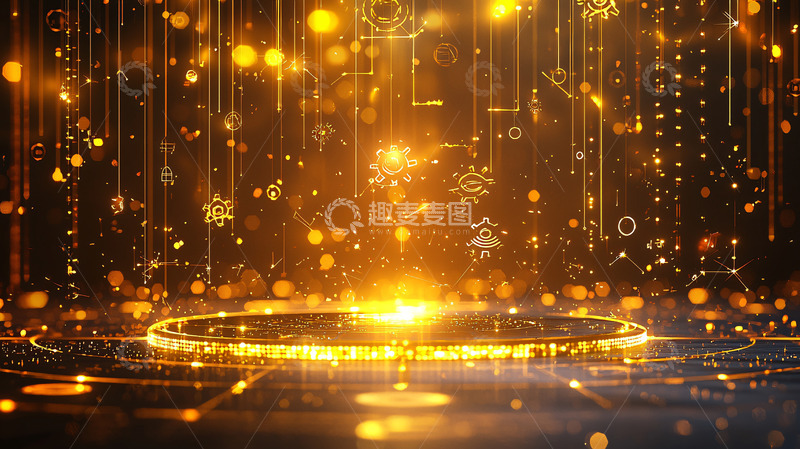 高清大图下载【趣麦麦图】金色粒子舞台背景