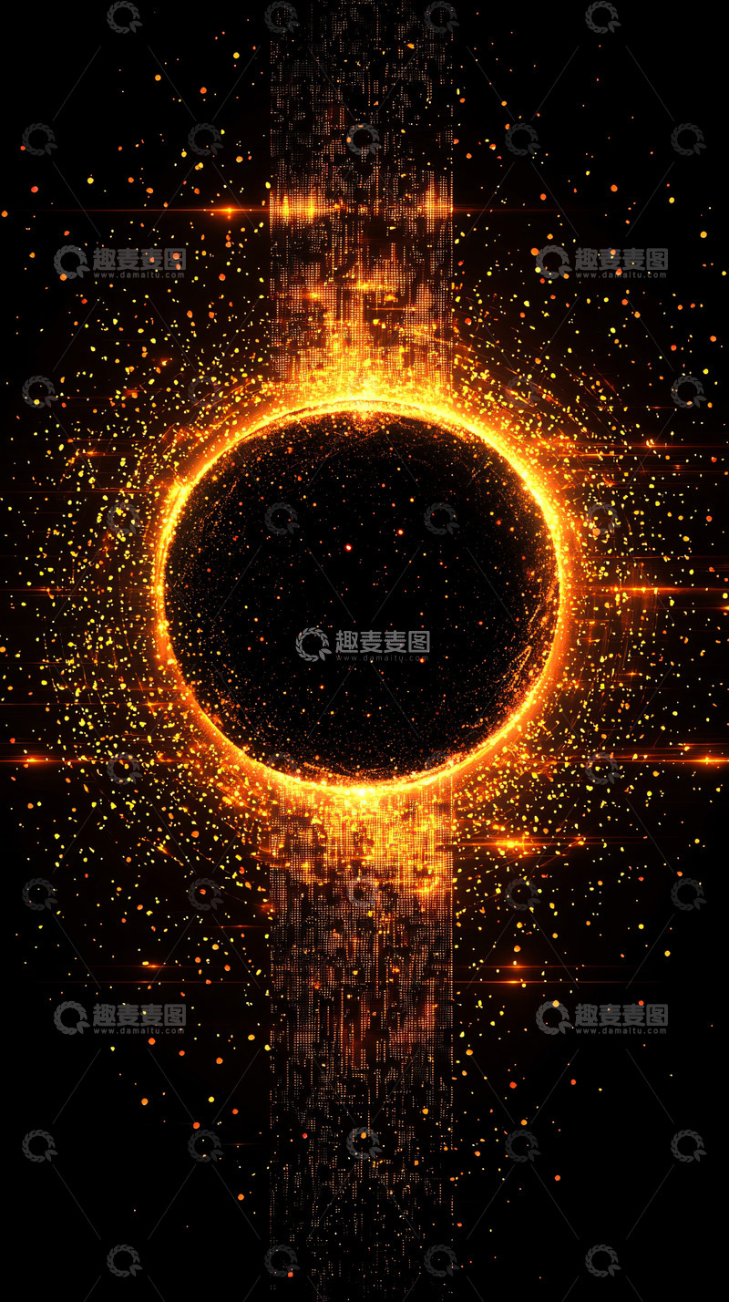 高清大图下载【趣麦麦图】金色光点围绕黑洞