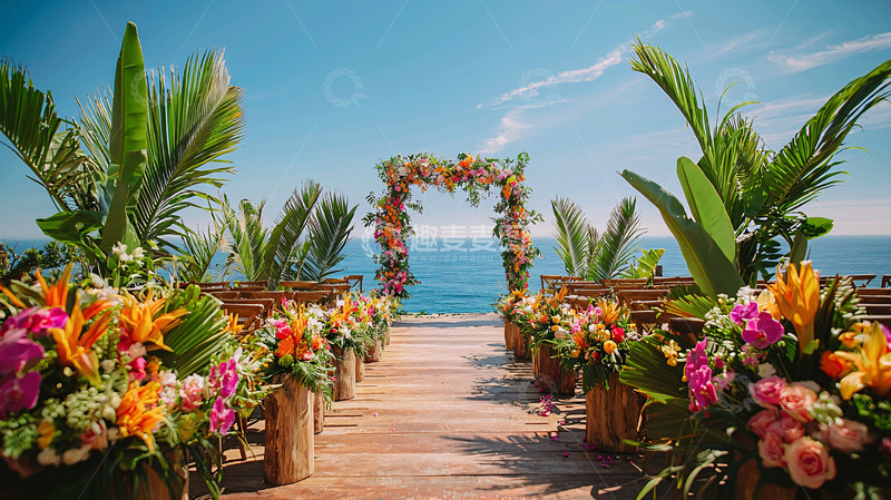 高清大图下载【趣麦麦图】海边婚礼仪式现场