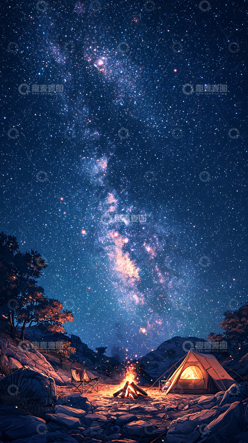 高清大图下载【趣麦麦图】星空下的营地