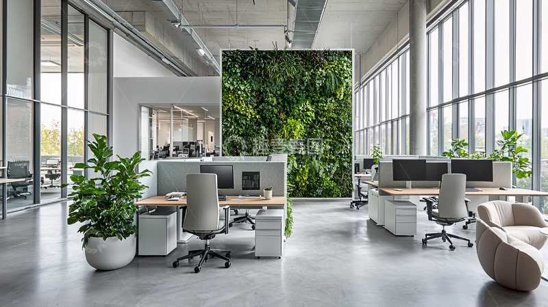 高清大图下载【趣麦麦图】现代办公室绿色植物墙