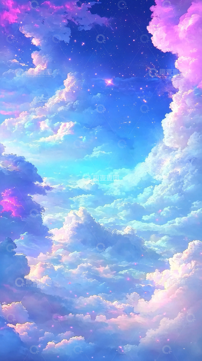 高清大图下载【趣麦麦图】梦幻星空棉花糖天空
