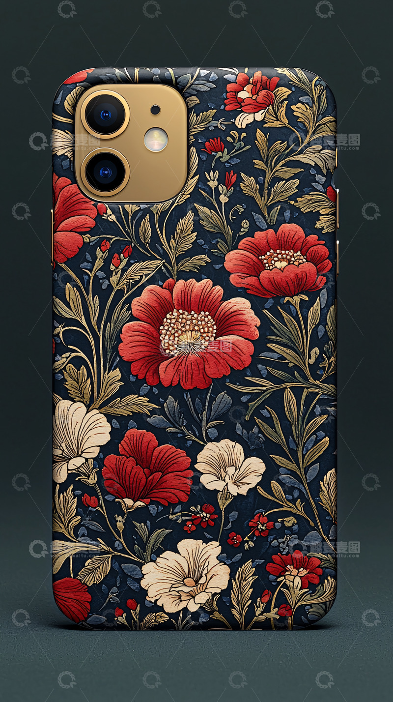 高清大图下载【趣麦麦图】红色花卉手机壳图案