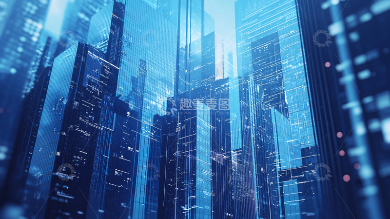 高清大图下载【趣麦麦图】蓝色科技感未来都市