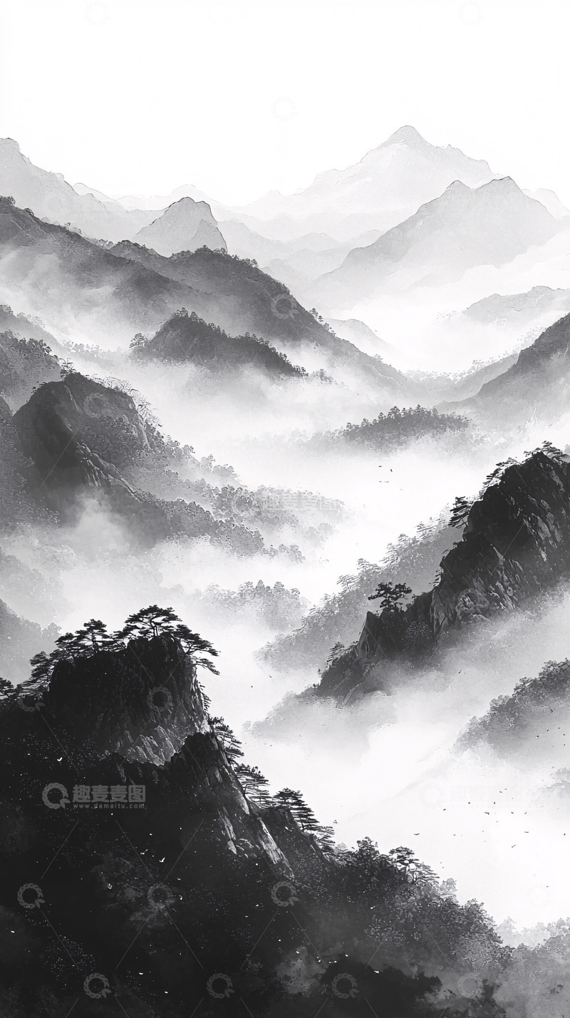 高清大图下载【趣麦麦图】水墨山水画73