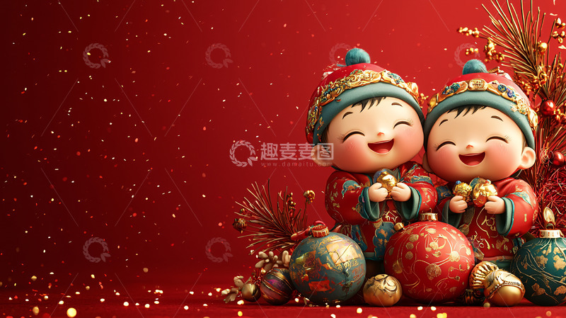 高清大图下载【趣麦麦图】喜庆中国风新年儿童