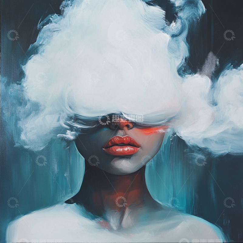 高清大图下载【趣麦麦图】烟雾蒙眼的女人