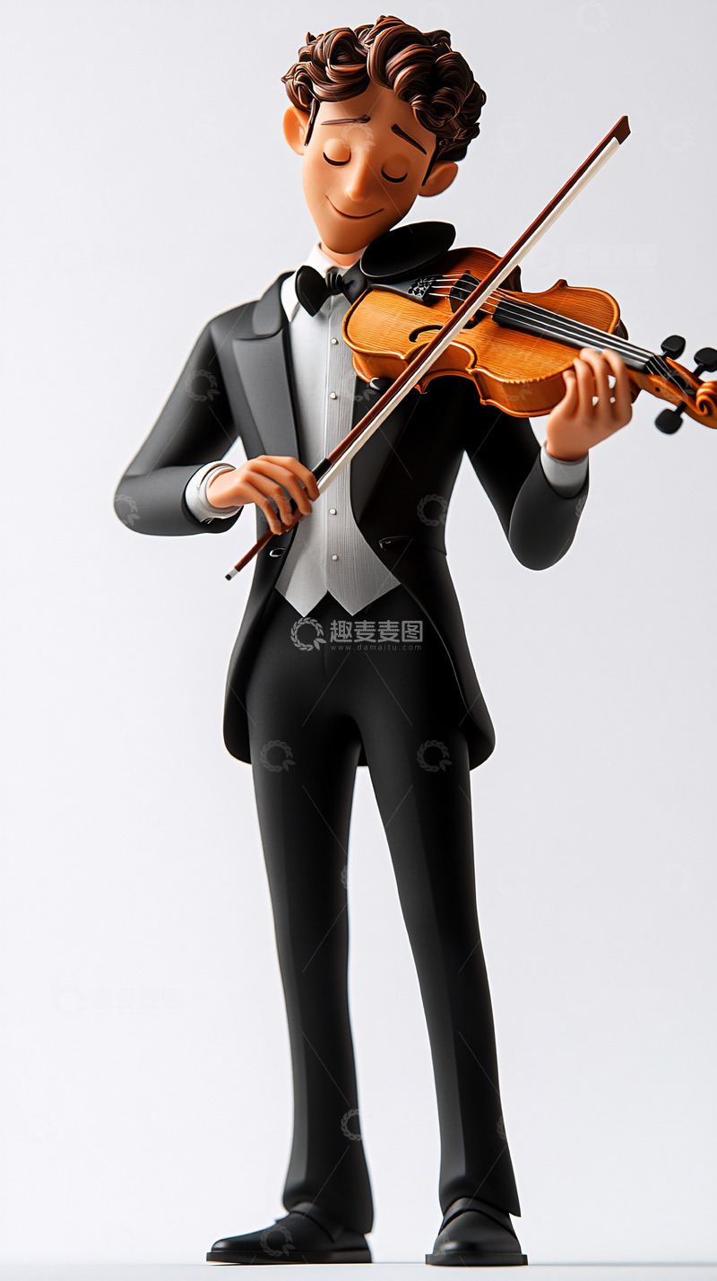 高清大图下载【趣麦麦图】卡通小提琴手