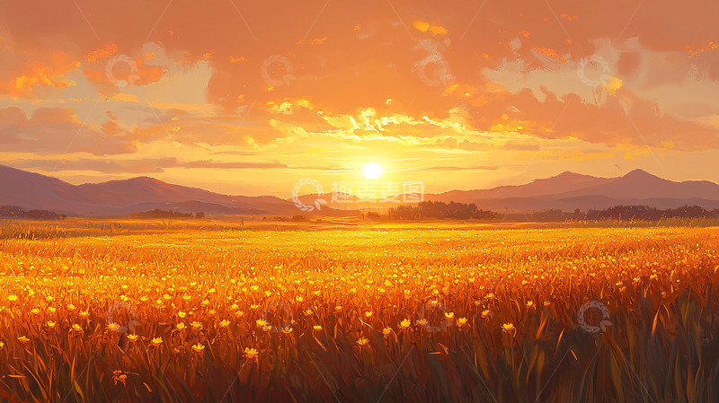 高清大图下载【趣麦麦图】日落草原
