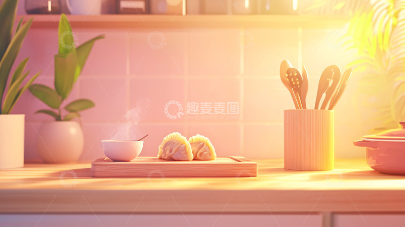 高清大图下载【趣麦麦图】厨房台面上的早餐