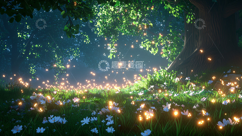 高清大图下载【趣麦麦图】梦幻萤火森林