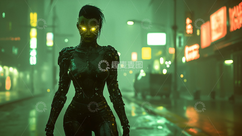 高清大图下载【趣麦麦图】未来都市女性机器人