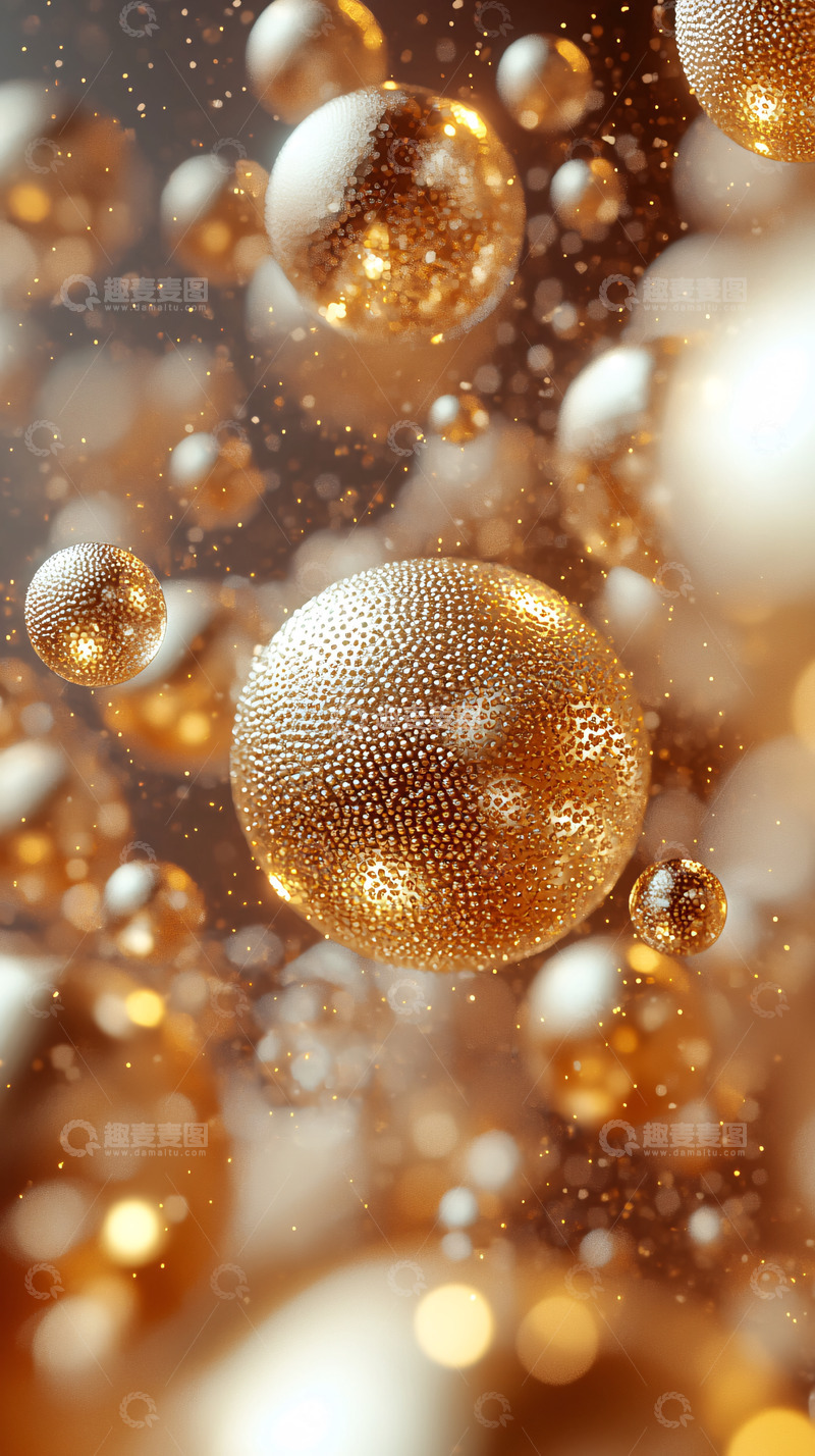 高清大图下载【趣麦麦图】金色闪耀的球体漂浮