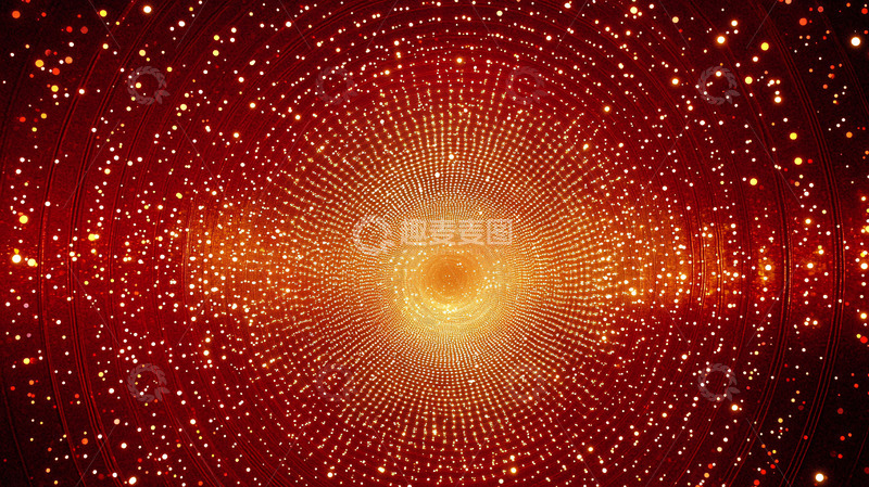 高清大图下载【趣麦麦图】红色粒子光线隧道