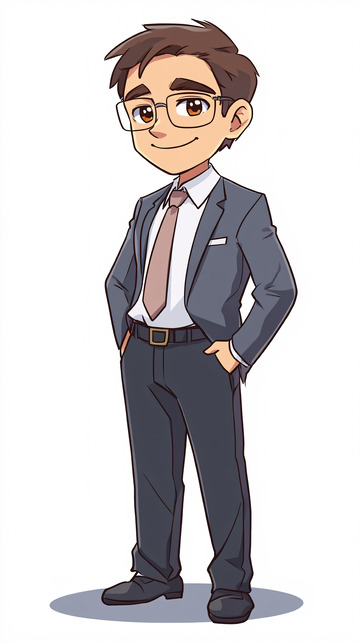 戴眼镜西装男卡通人物