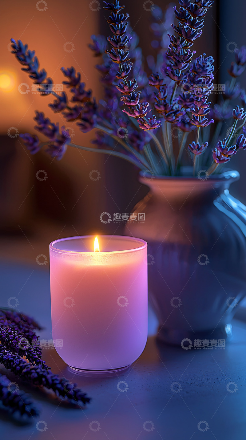 高清大图下载【趣麦麦图】薰衣草香薰蜡烛