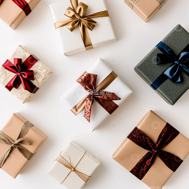高清大图下载【趣麦麦图】白色背景上的各种礼物盒