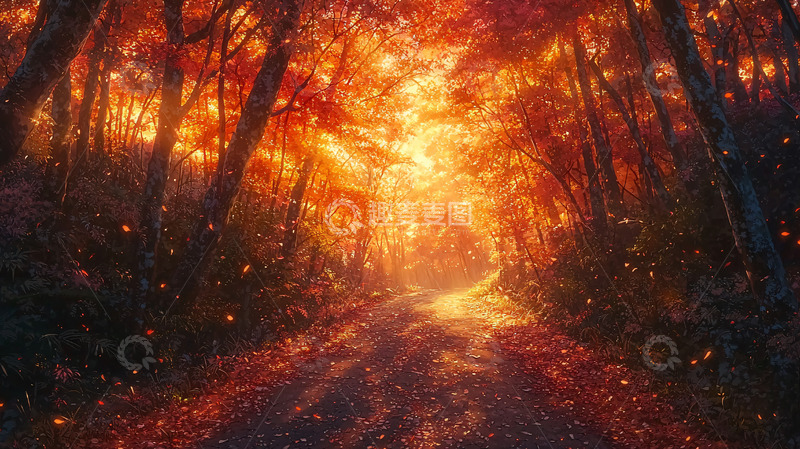 高清大图下载【趣麦麦图】秋日森林小路