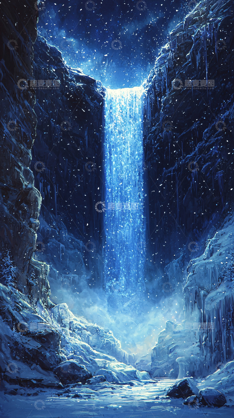 高清大图下载【趣麦麦图】冰雪奇缘风格瀑布