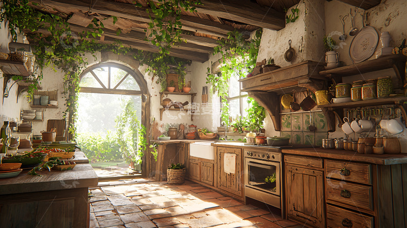 高清大图下载【趣麦麦图】田园风格厨房