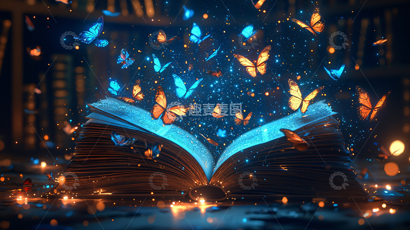 高清大图下载【趣麦麦图】魔法书与蝴蝶