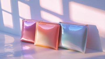 渐变色亮面方形小包