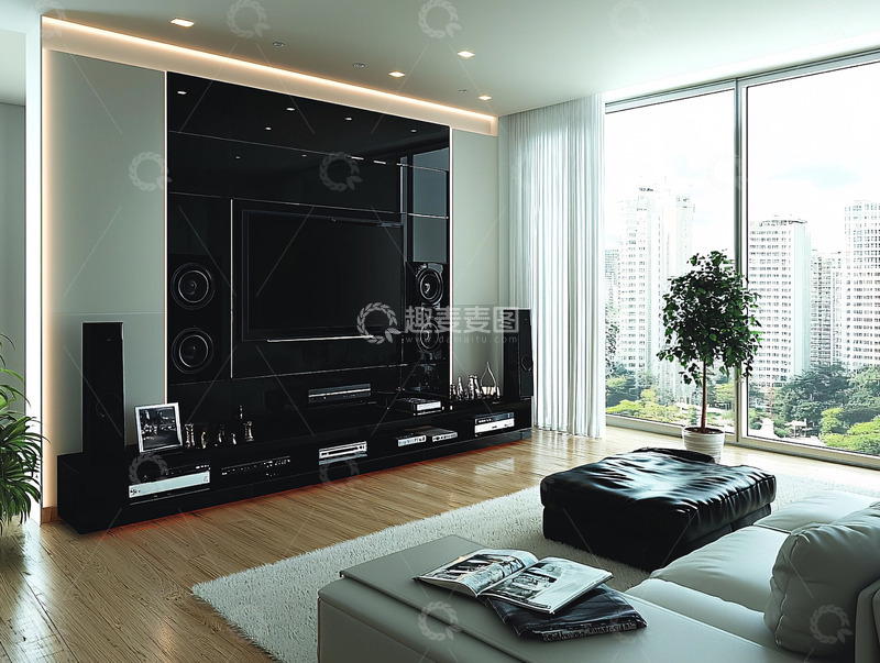 高清大图下载【趣麦麦图】现代简约黑色家庭影院