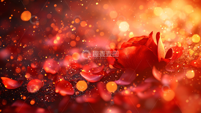 高清大图下载【趣麦麦图】红玫瑰花瓣雨
