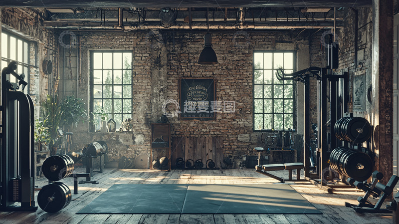 高清大图下载【趣麦麦图】复古工业风健身房