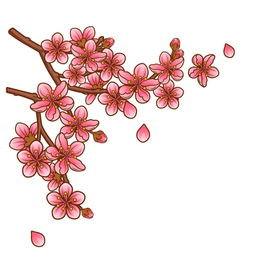 鲜花矢量潮流插画桃花枝丫