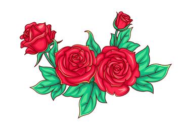 矢量玫瑰鲜花卡通插画