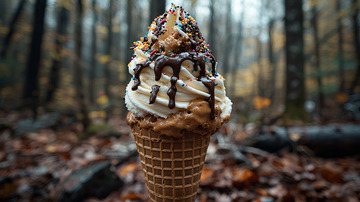 森林背景冰淇淋