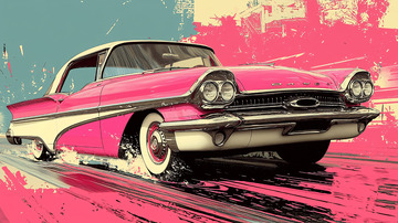 复古粉红色老爷车