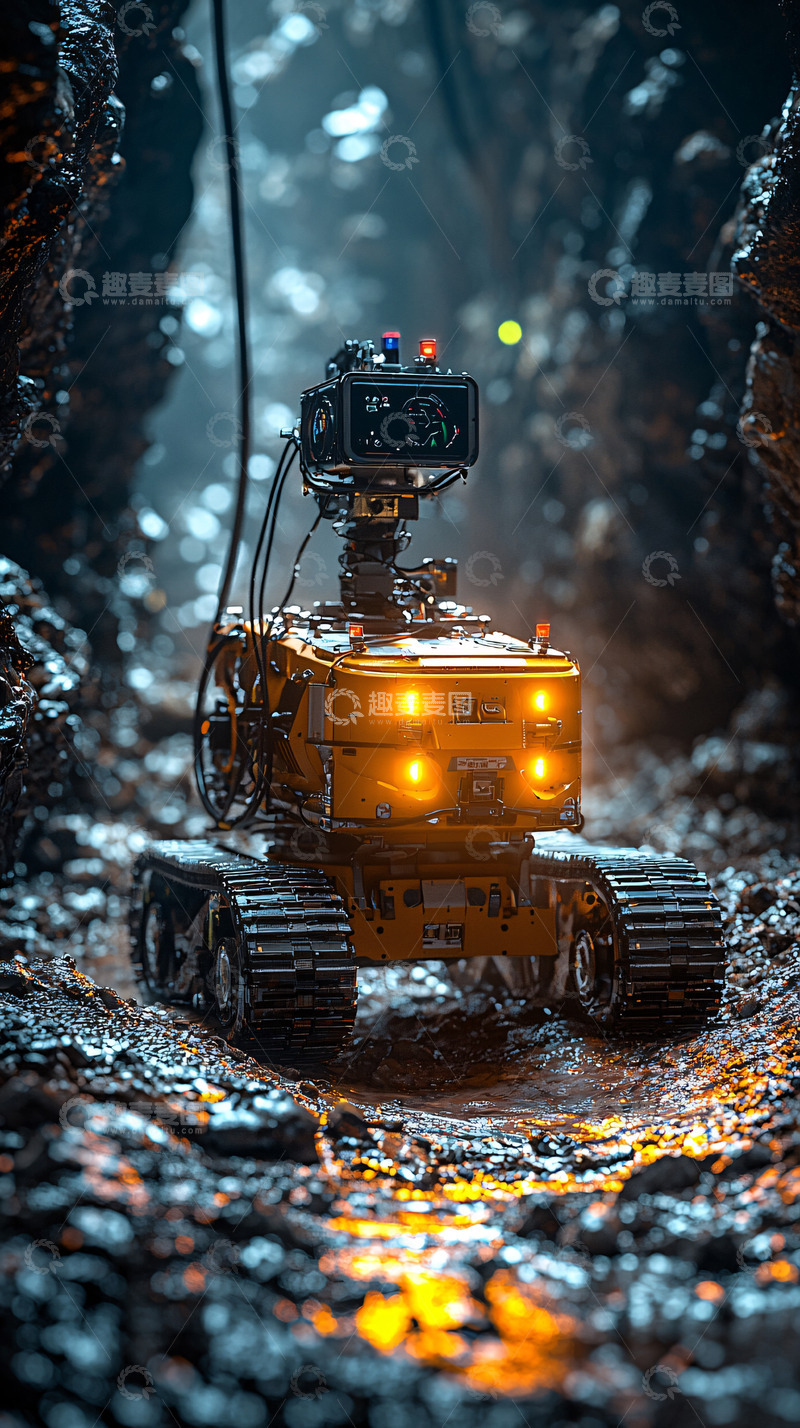 高清大图下载【趣麦麦图】探险机器人峡谷探险