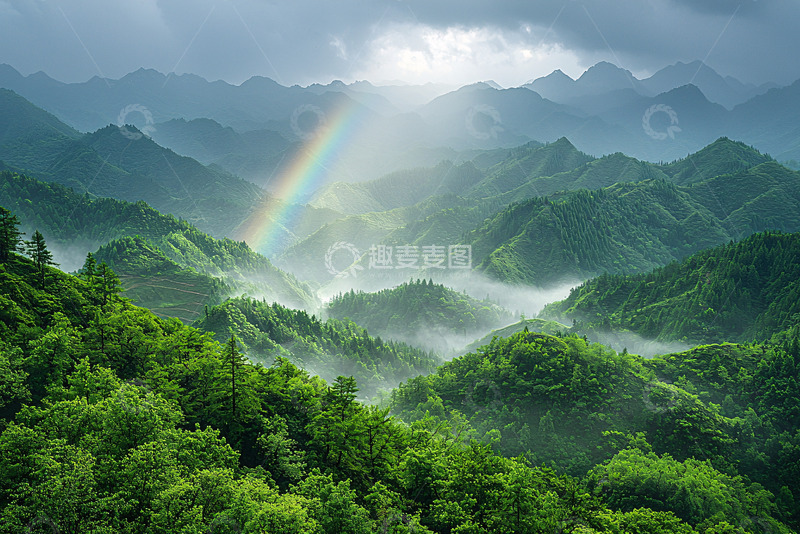 高清大图下载【趣麦麦图】山间彩虹