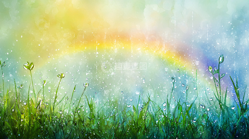 高清大图下载【趣麦麦图】彩虹雨后清新绿草