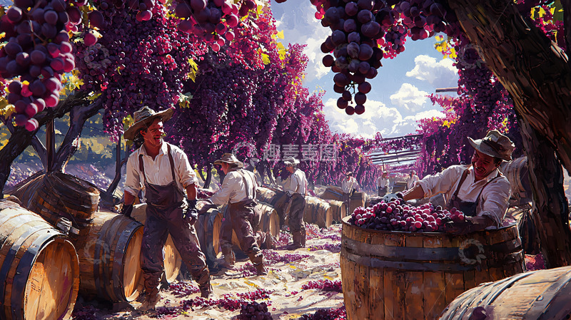 高清大图下载【趣麦麦图】葡萄园采摘