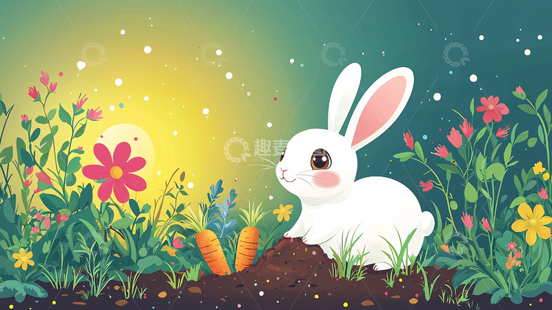 高清大图下载【趣麦麦图】卡通小白兔