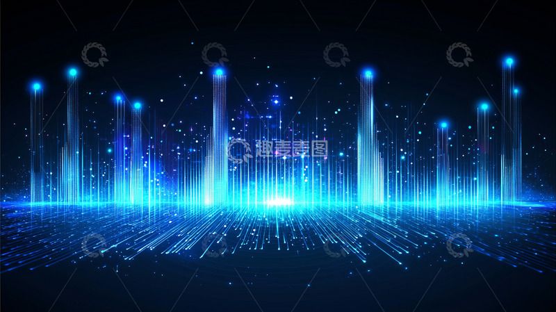 高清大图下载【趣麦麦图】蓝色科技感光束背景