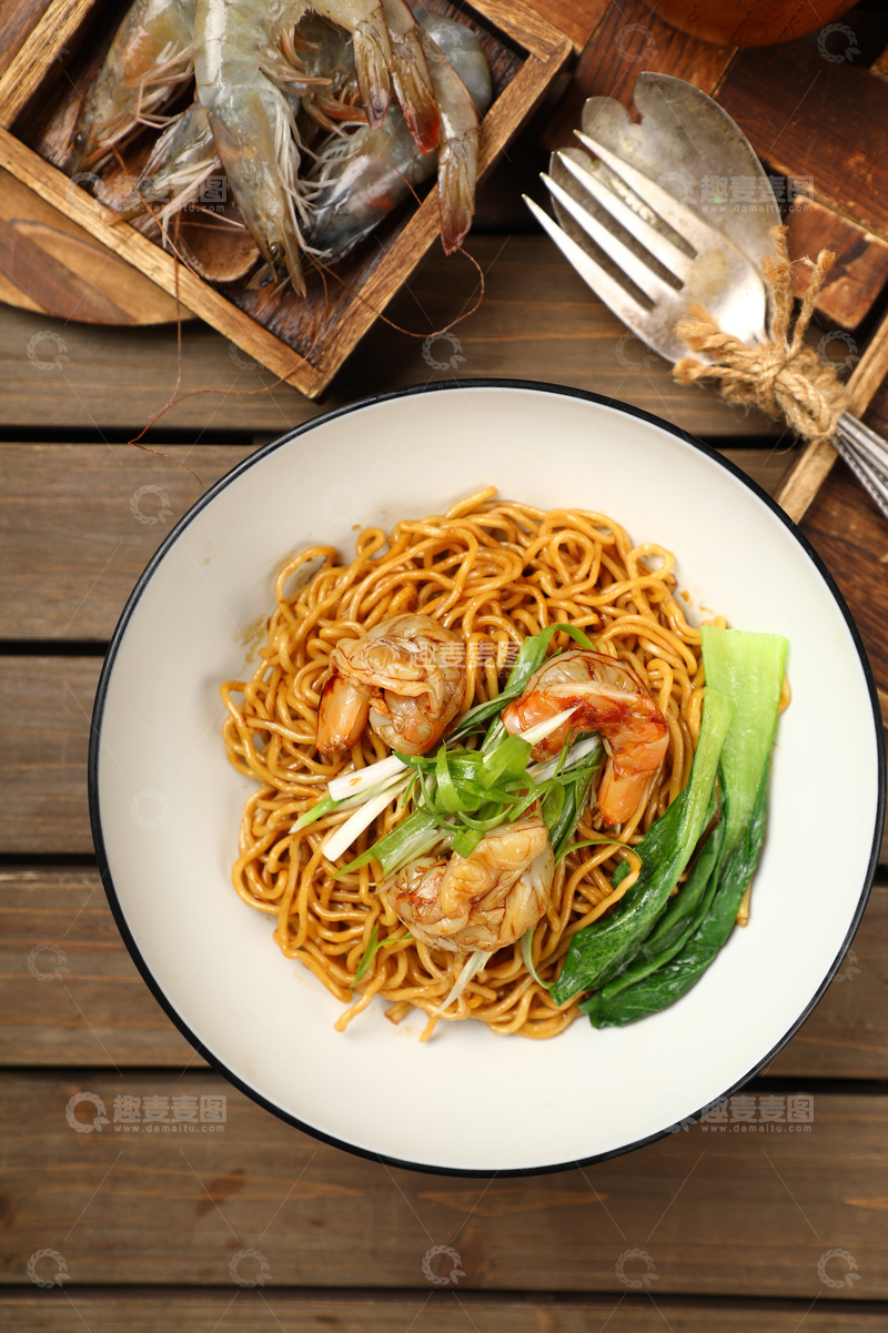 高清大图下载【趣麦麦图】虾仁葱油拌面2
