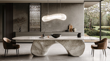 现代极简风格大理石餐桌