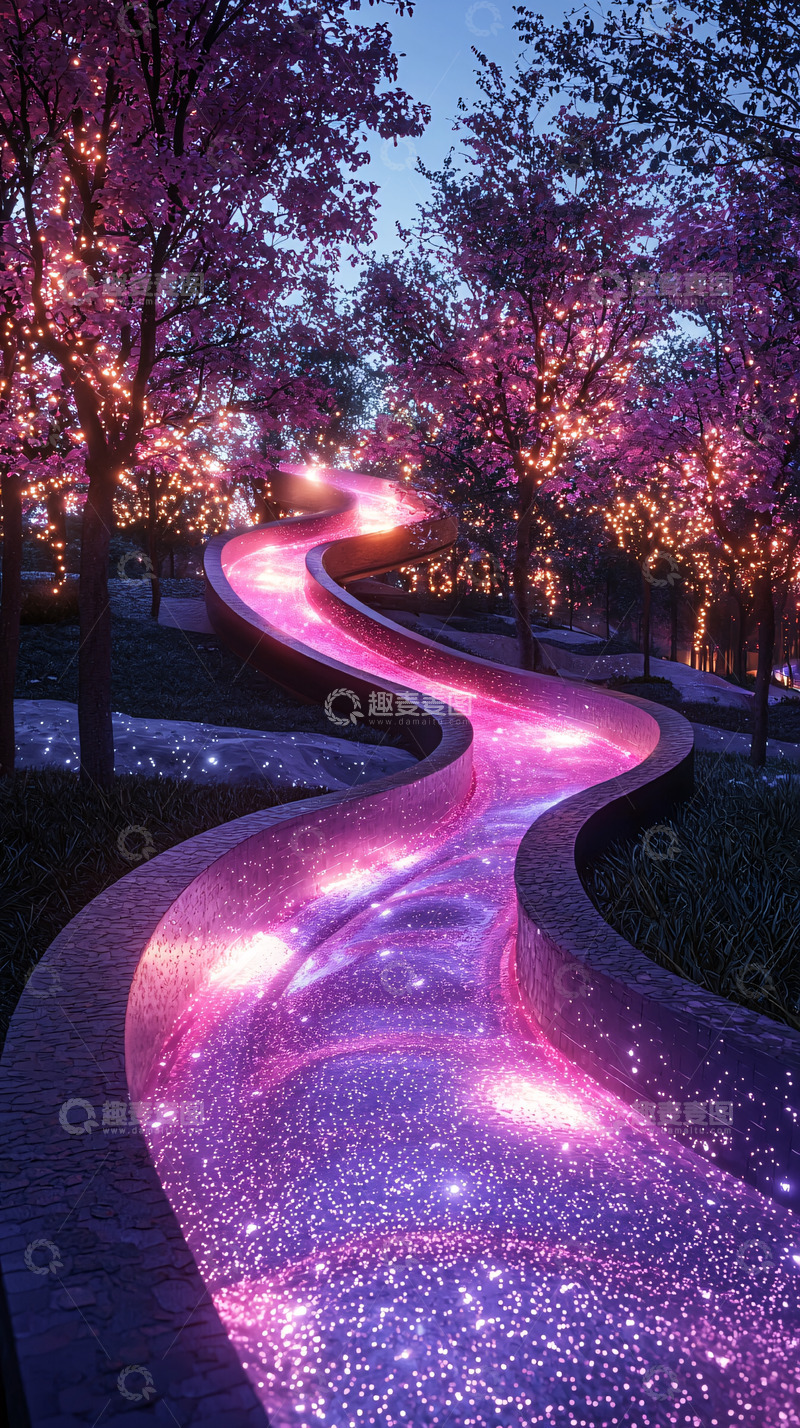 高清大图下载【趣麦麦图】梦幻粉色河流