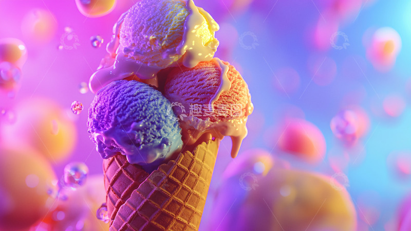 高清大图下载【趣麦麦图】彩色冰淇淋蛋筒