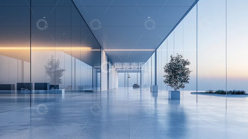 高清大图下载【趣麦麦图】现代化玻璃幕墙走廊