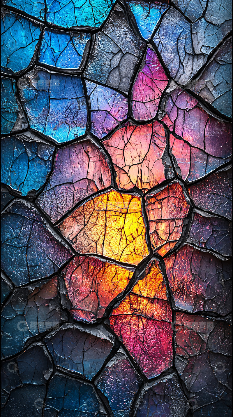 高清大图下载【趣麦麦图】彩色碎裂岩石质感背景