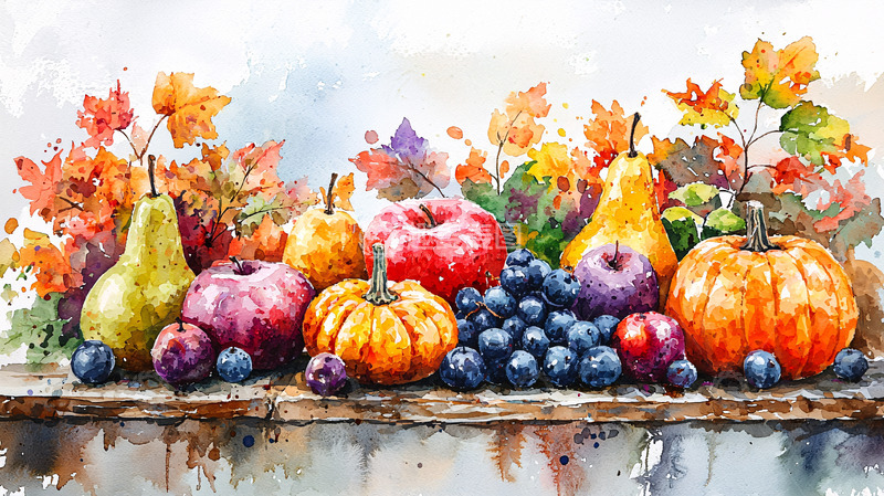 高清大图下载【趣麦麦图】水彩画水果蔬菜