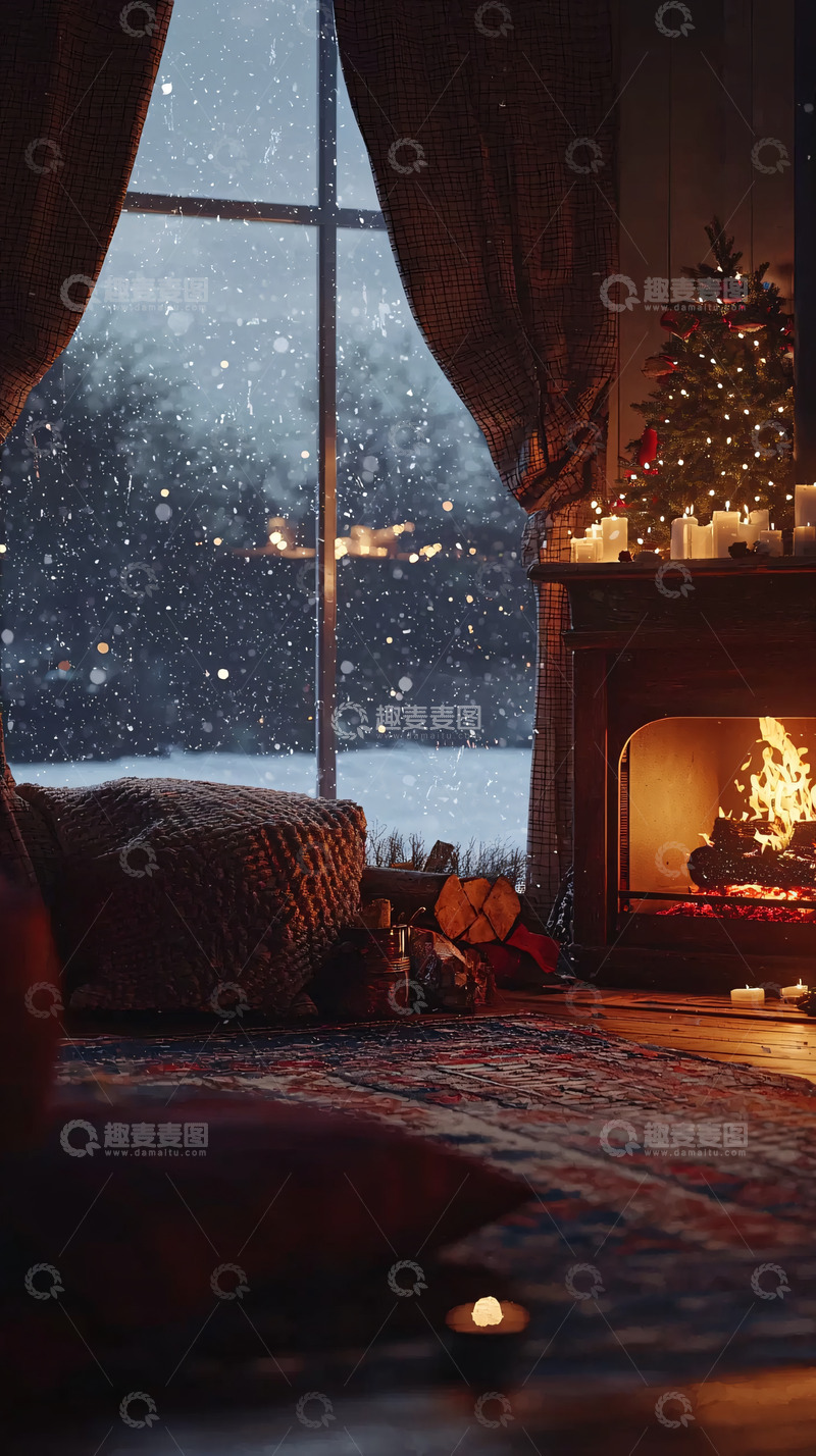 高清大图下载【趣麦麦图】冬日暖屋场景