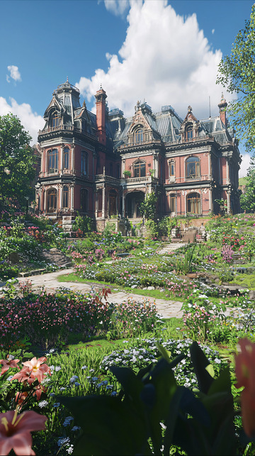 宏伟庄园花园景色