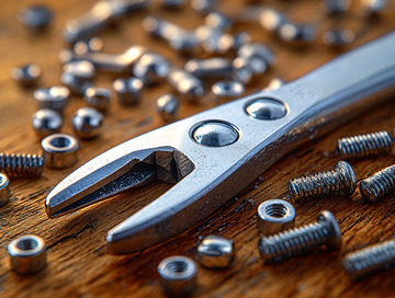 螺丝刀和螺母特写